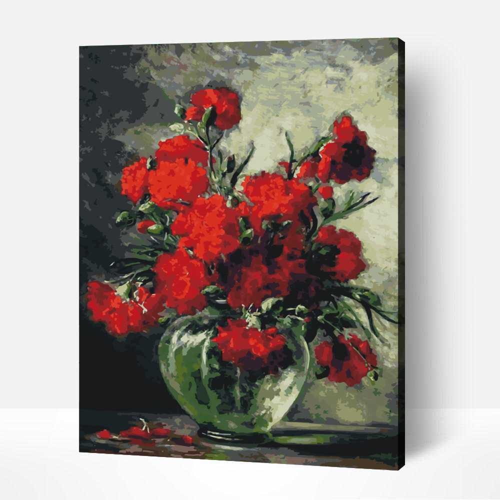 Festede egy vaza voros rozsa szamfesto Rózsa számozott festmény