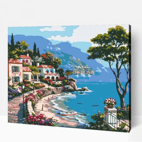 Mediterrán tengerpart számozott kifestő